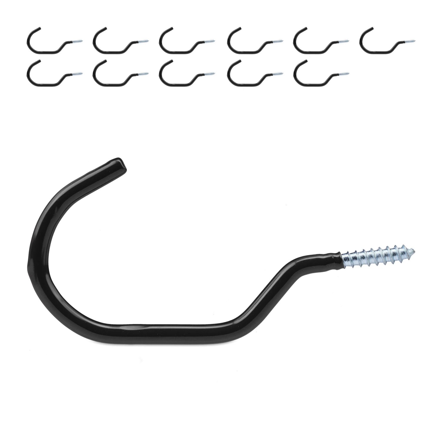 Relaxdays Fahrradhaken 12er Set Stahl Schwarz Rutschfest 7 cm x 0,7 cm x 14,5 cm 50 g