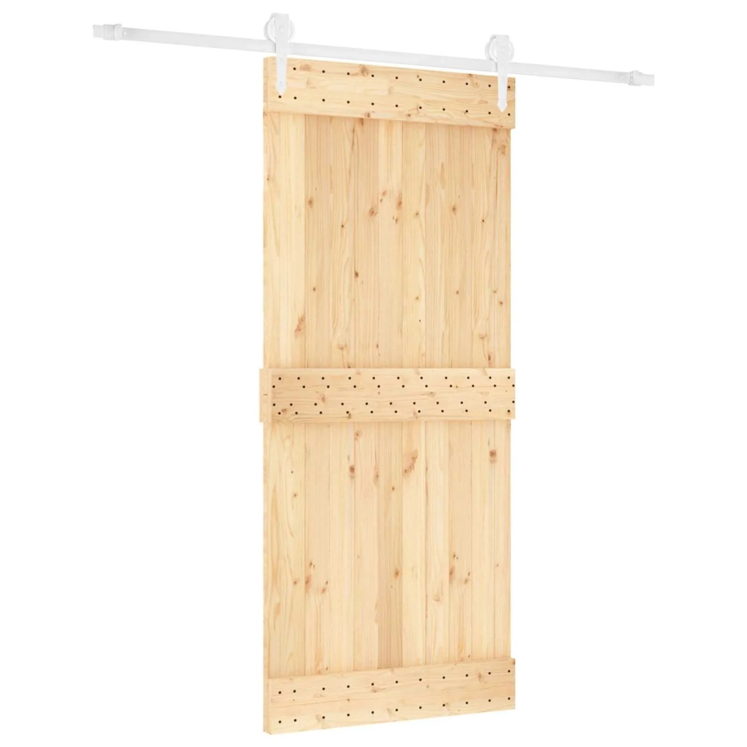 vidaXL Schiebetür Natur und Weiß 90 x 210 cm Massivkiefer 3445179