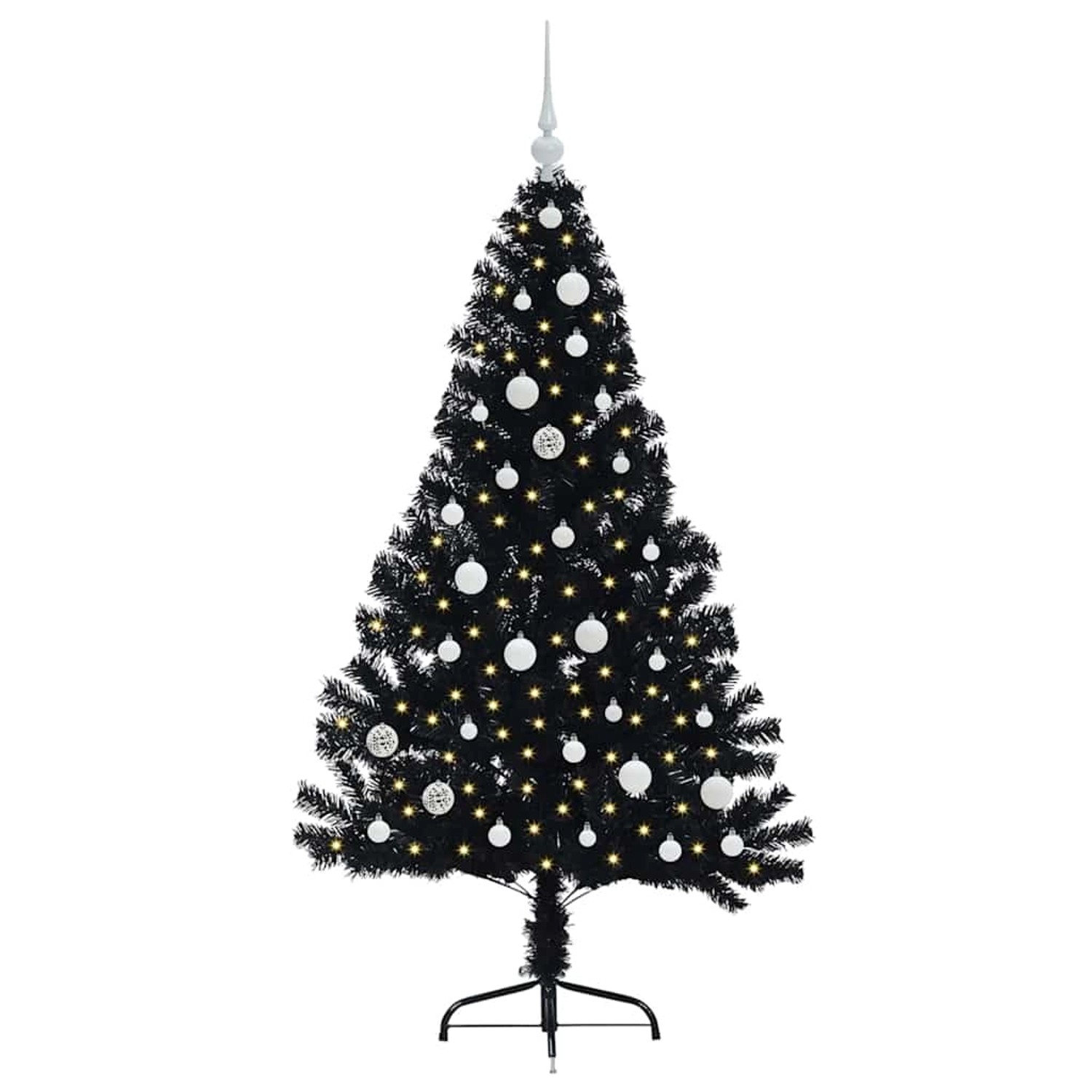 vidaXL Künstlicher Vorbeleuchteter Weihnachtsbaum Schwarz 150 cm PVC 3397131