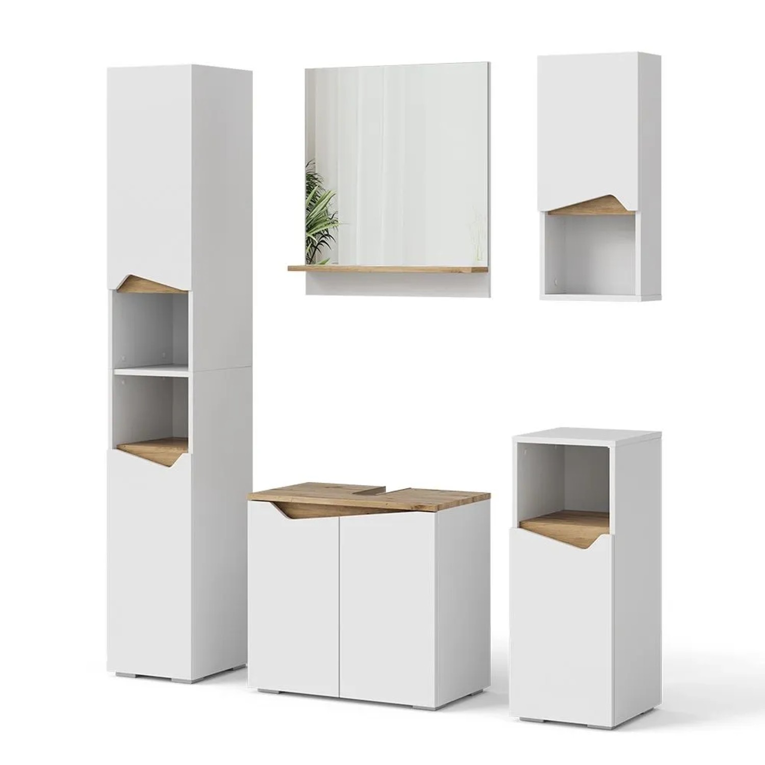 Vicco Badmöbel-Set Marelle Weiß/Artisan-Eiche 60 x 58 5-teilig