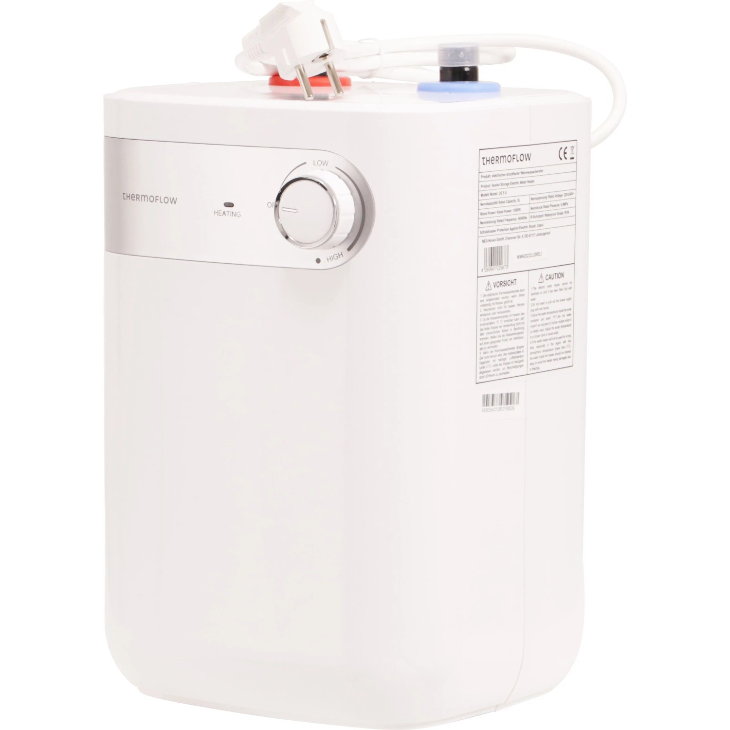 Thermoflow Untertischspeicher 5L mit Armatur: Kompakter Warmwasserspeicher für Küche und Bad.