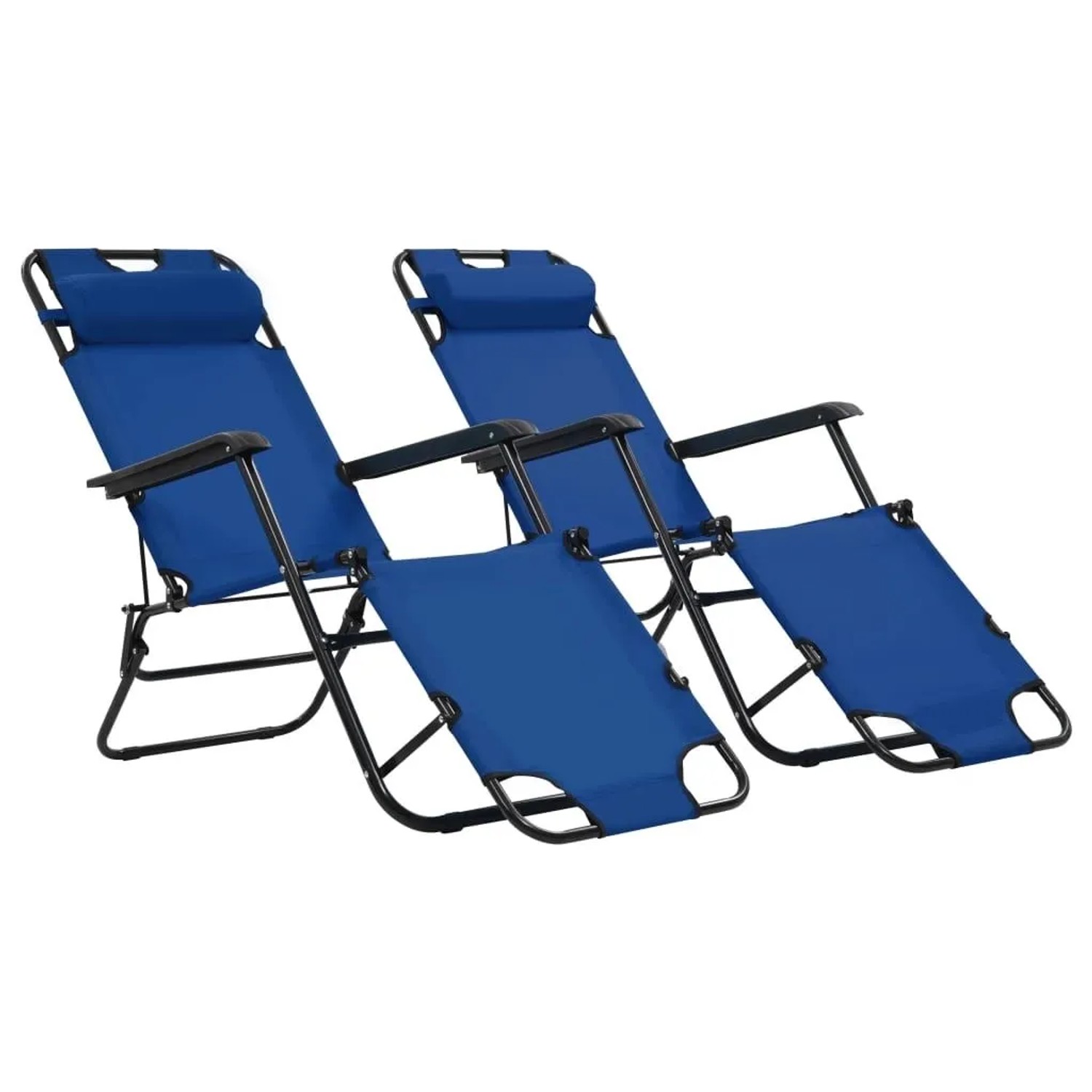 Furnicato Klappbare Sonnenliegen 2 Stk Mit Fußablage Blau
