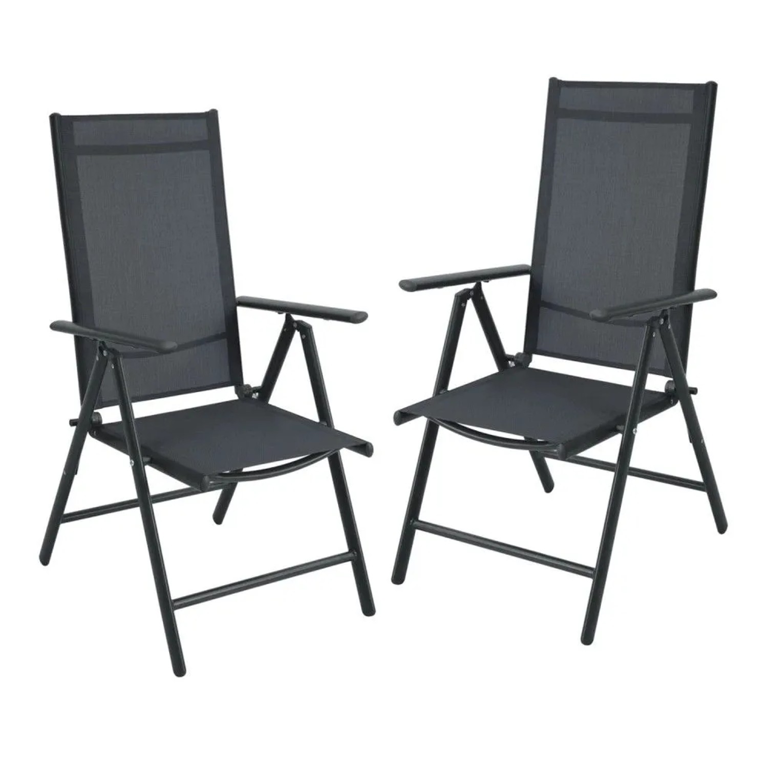 SVITA Gartenstühle Hochlehner Klappbar Campingstuhl Klappsessel 2er Set Aluminium Anthrazit