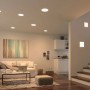 Wohnraum mit Paulmann LED-Einbaupanel Veluna, dimmbare, runde Einbaustrahler für angenehmes Licht.