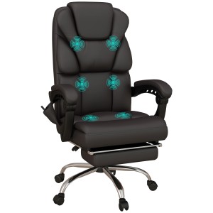 Vinsetto Bürostuhl mit Massage, Fußstütze, 8 Modi, schwarz.