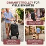Sekey Einkaufstrolley mit Kühlfach, als Rucksack tragbar, Aluminiumrahmen, 50L, schwarz.