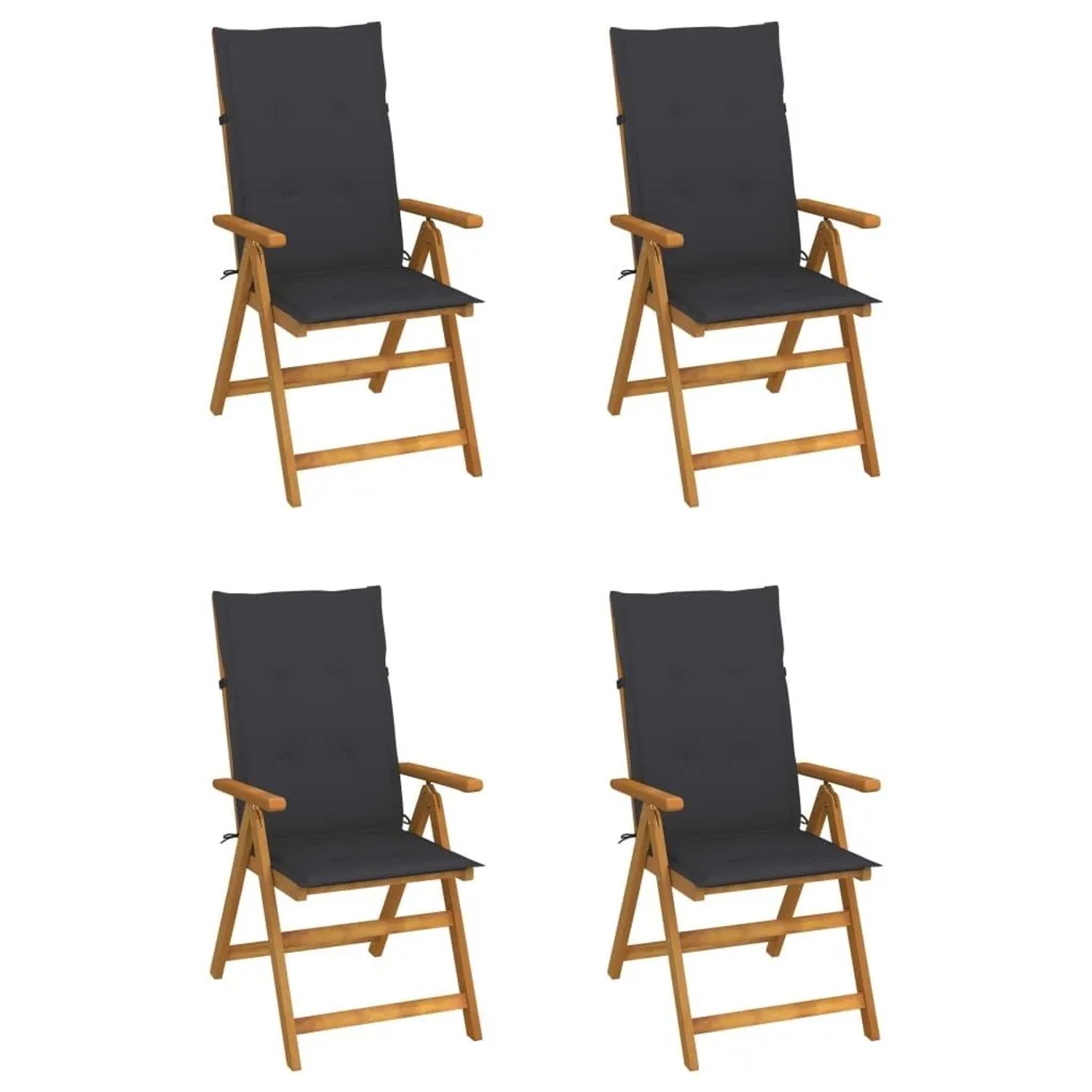 vidaXL Hochlehner Verstellbar 4 Stk mit Auflagen Massivholz Akazie 3065347