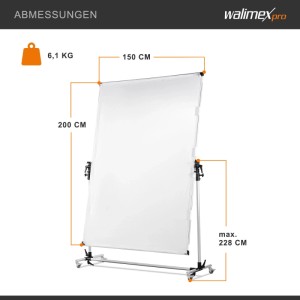 Walimex Pro Reflektor 150X200Cm Fotografie Schwarz Weiß Diffusor Fotostudio