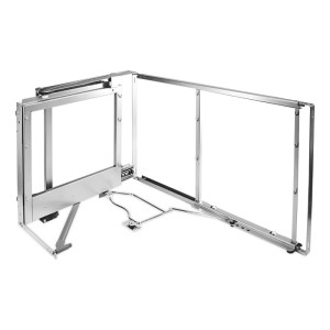 Kesseböhmer Magic Corner Silbergrau mit ARENA Classic Holzboden Links Ausschwenkbar Eckschrankbeschlag