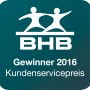 Auszeichnung: BHB Kundenservicepreis Gewinner 2016.