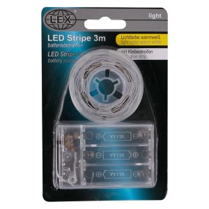 Lex LED Lichterstreifen Lichtschlauch 3 Meter Warmweiß Leiste Batteriebetrieben