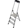 Krause Stehleiter Safety Plusline mit 3 Stufen, Aluminiumleiter mit Sicherheitsbügel und Plattform.
