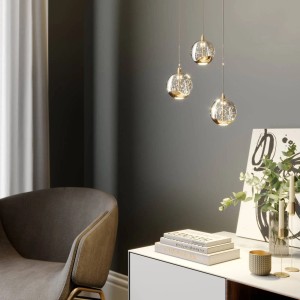 Moderne Lucande LED Pendelleuchte Hayley, transparentes Glas, 3-flammig für Wohnzimmer.
