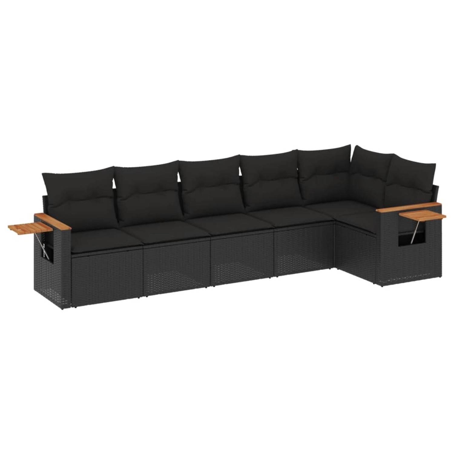 vidaXL 6-Tlg Garten-Sofagarnitur mit Kissen Schwarz Poly Rattan 3226825 günstig online kaufen