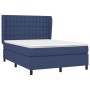 Blaues vidaXL Boxspringbett (140x200 cm) mit Matratze und Stoffbezug.
