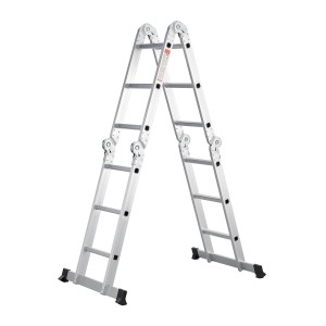 Juskys Aluminium Multifunktionsleiter 3,6m als Bockleiter, mit Anti-Rutsch Sprossen und Gelenken.