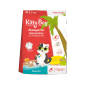 Rote Kitty Bay Meowtini Katzenstreu aus weißem Maniokmehl, 10 Liter, mit Cartoon-Katze. Schnelle Klumpenbildung.