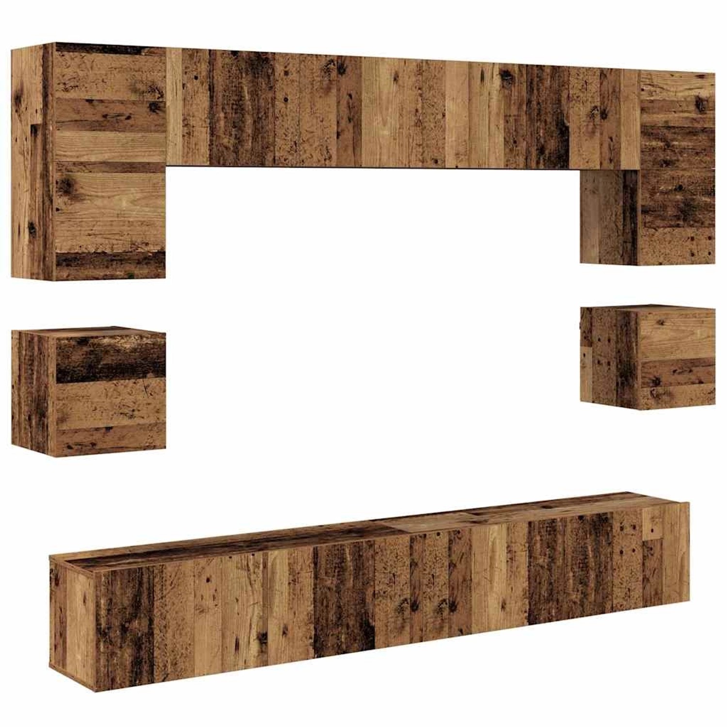 vidaXL TV-Schrank-Set Wandmontiert 8-Tlg Altholz Holzwerkstoff 3393321 günstig online kaufen