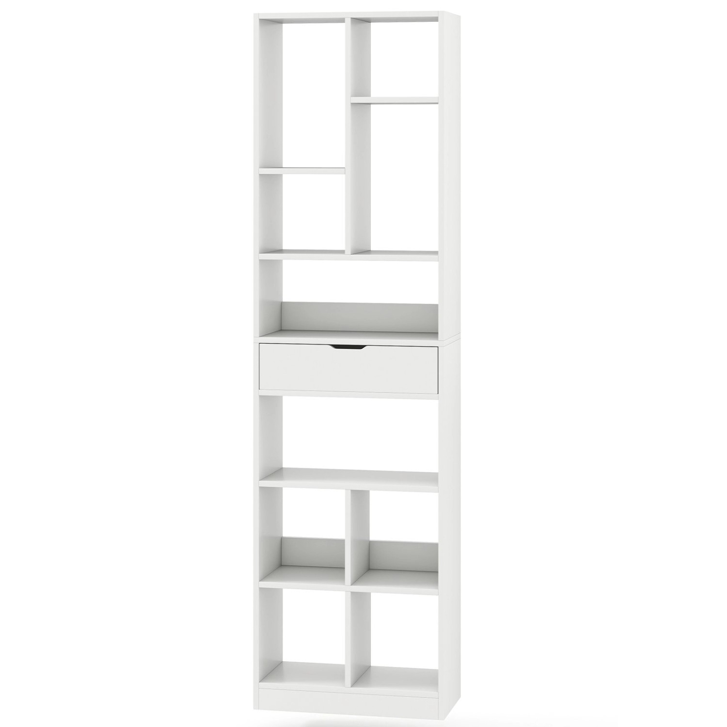 Costway Bücherregal mit Schublade & 10 Offenen Fächern Weiß 180cm günstig online kaufen