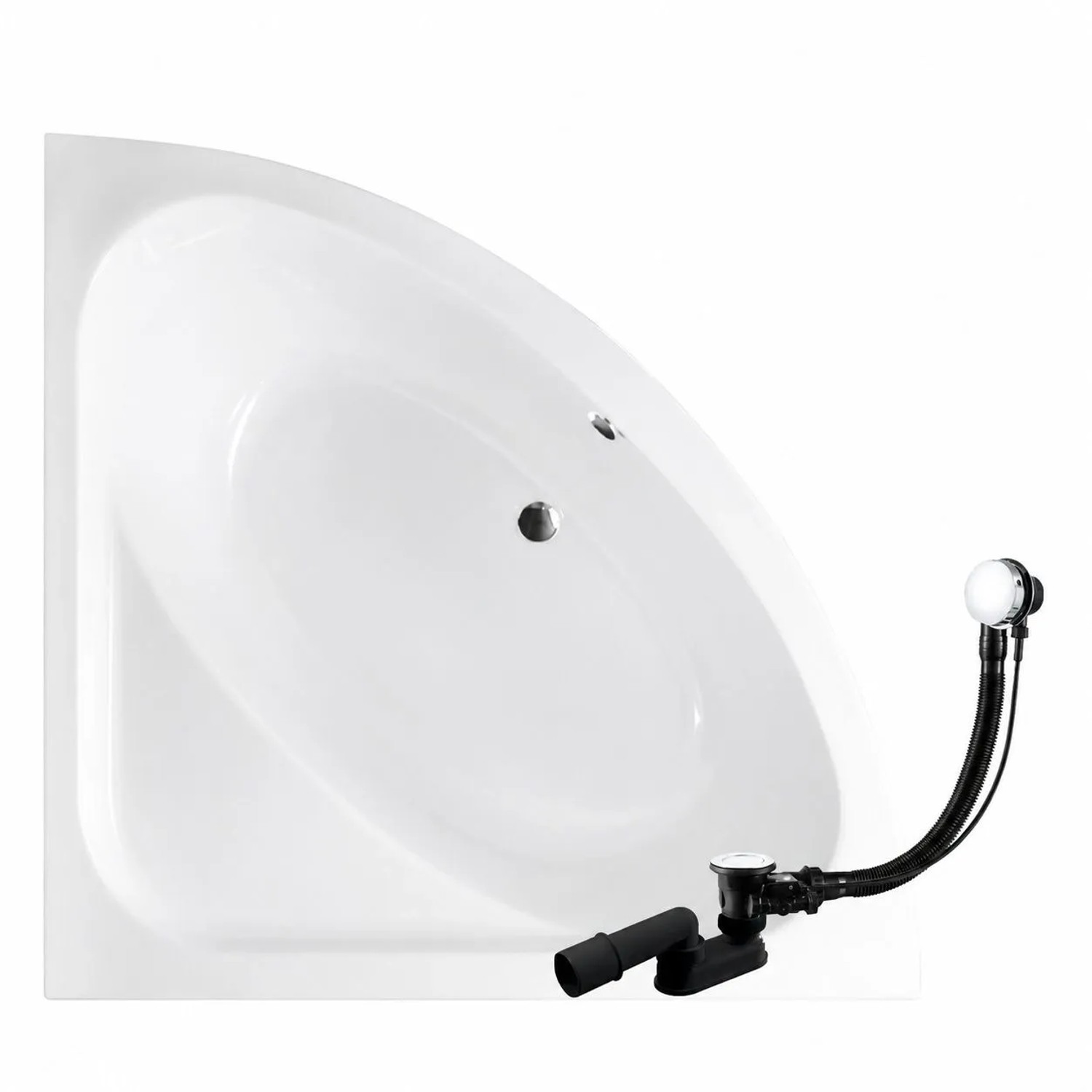 KOLMAN Eckbadewanne 148 x 148 cm mit Styroporverkleidung inkl. Ablauf und Füße