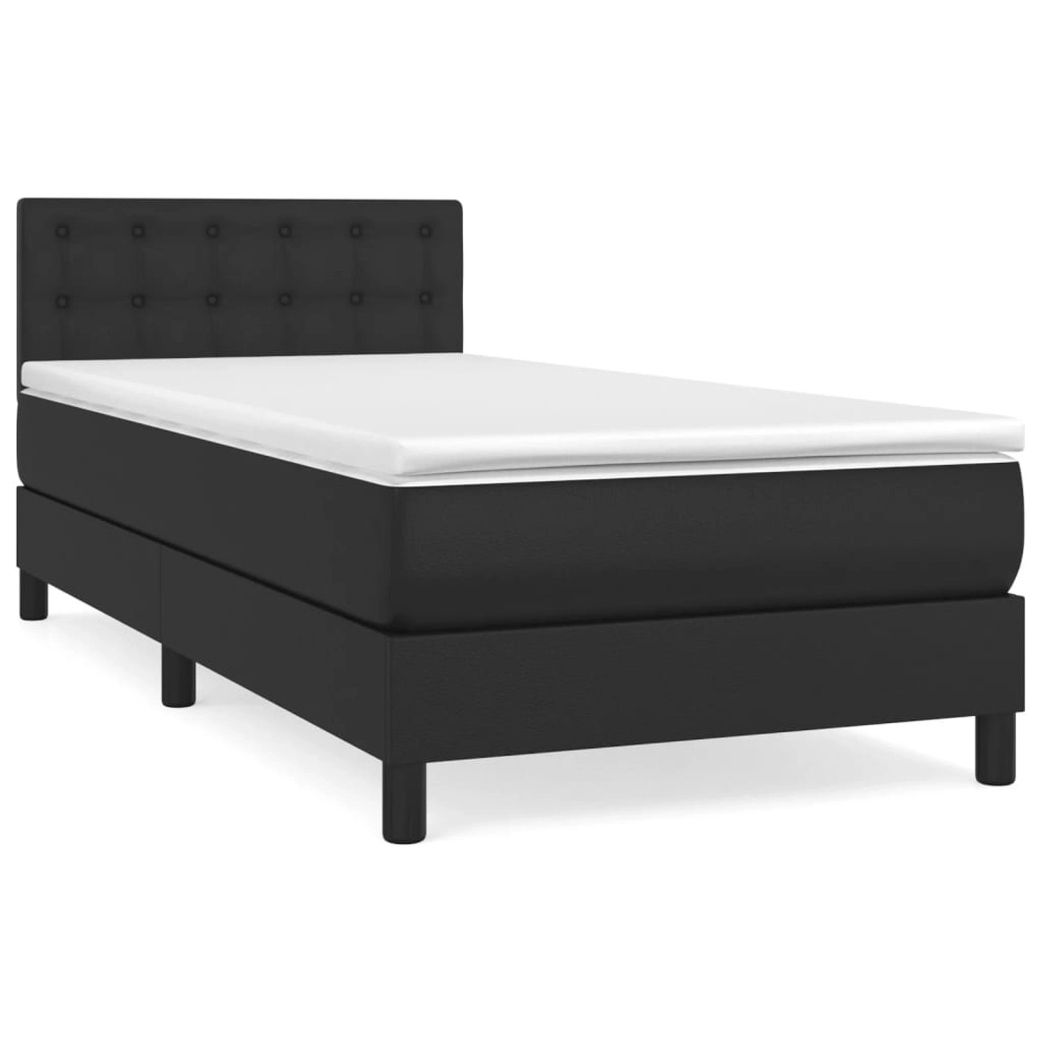 vidaXL Boxspringbett mit Matratze Schwarz 90x200 cm Kunstleder1389800 günstig online kaufen