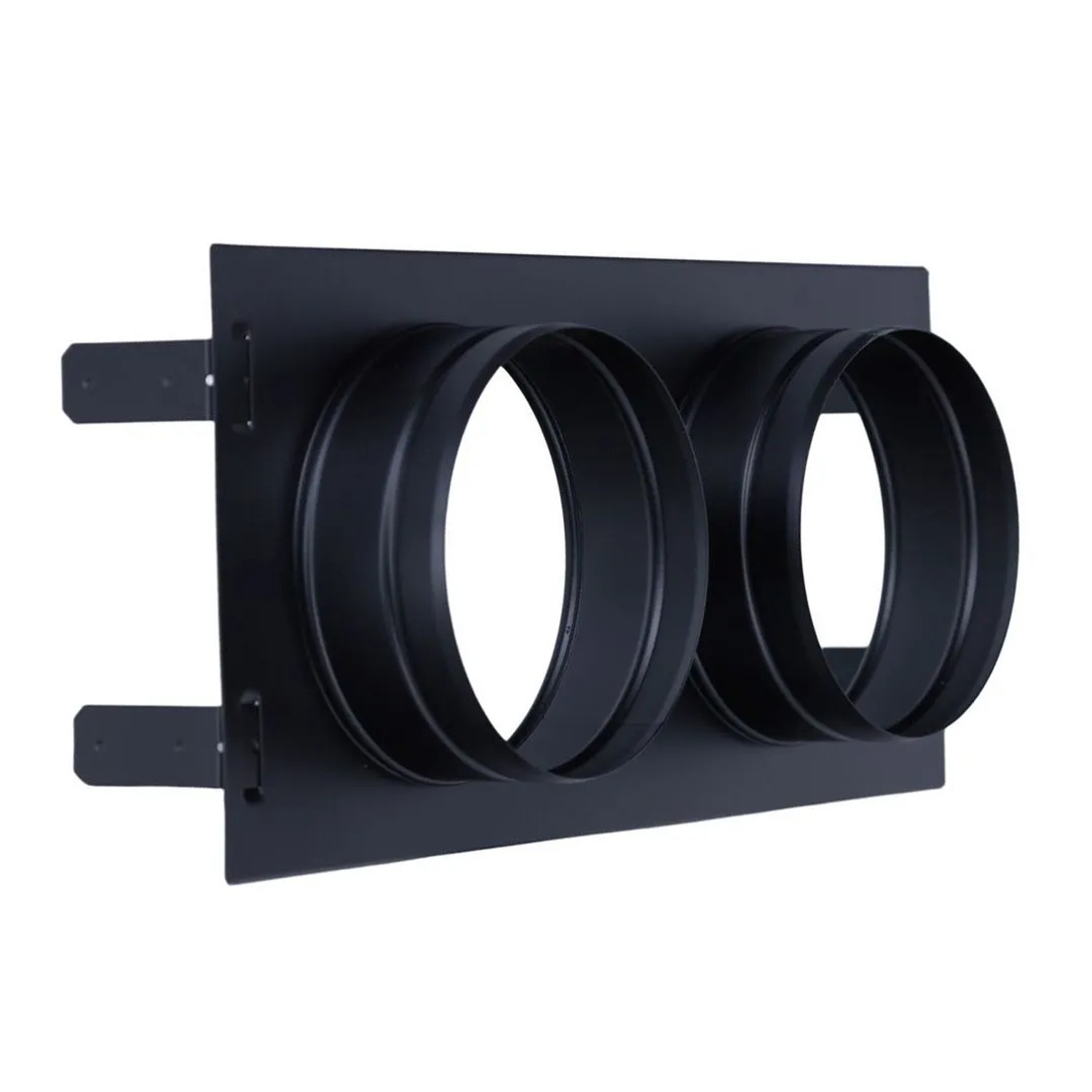 Subtiel Verstellbares Stutzenblech 325 x 170 mm Mit 2 Stutzen Ø 125 mm Schwarz