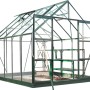 Halls Gewächshaus Magnum 108, grüne Aluminiumkonstruktion mit Glas, 8,3 m² Fläche.