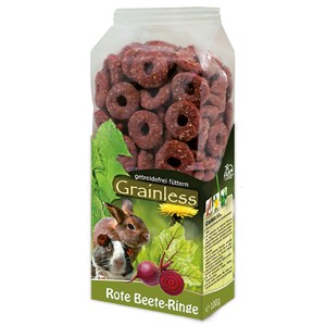 JR Farm Nager-Snack Grainless Rote Beete-Ringe, getreidefreier Snack für Nager im 100g Beutel.