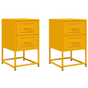vidaXL Nachttische 2 Stk, Senfgelb 36x39x60,5 cm Stahl 846465