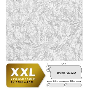Weiße, überstreichbare Vliestapete mit Strukturmuster, EDEM 80317BR60, XXL-Rolle.