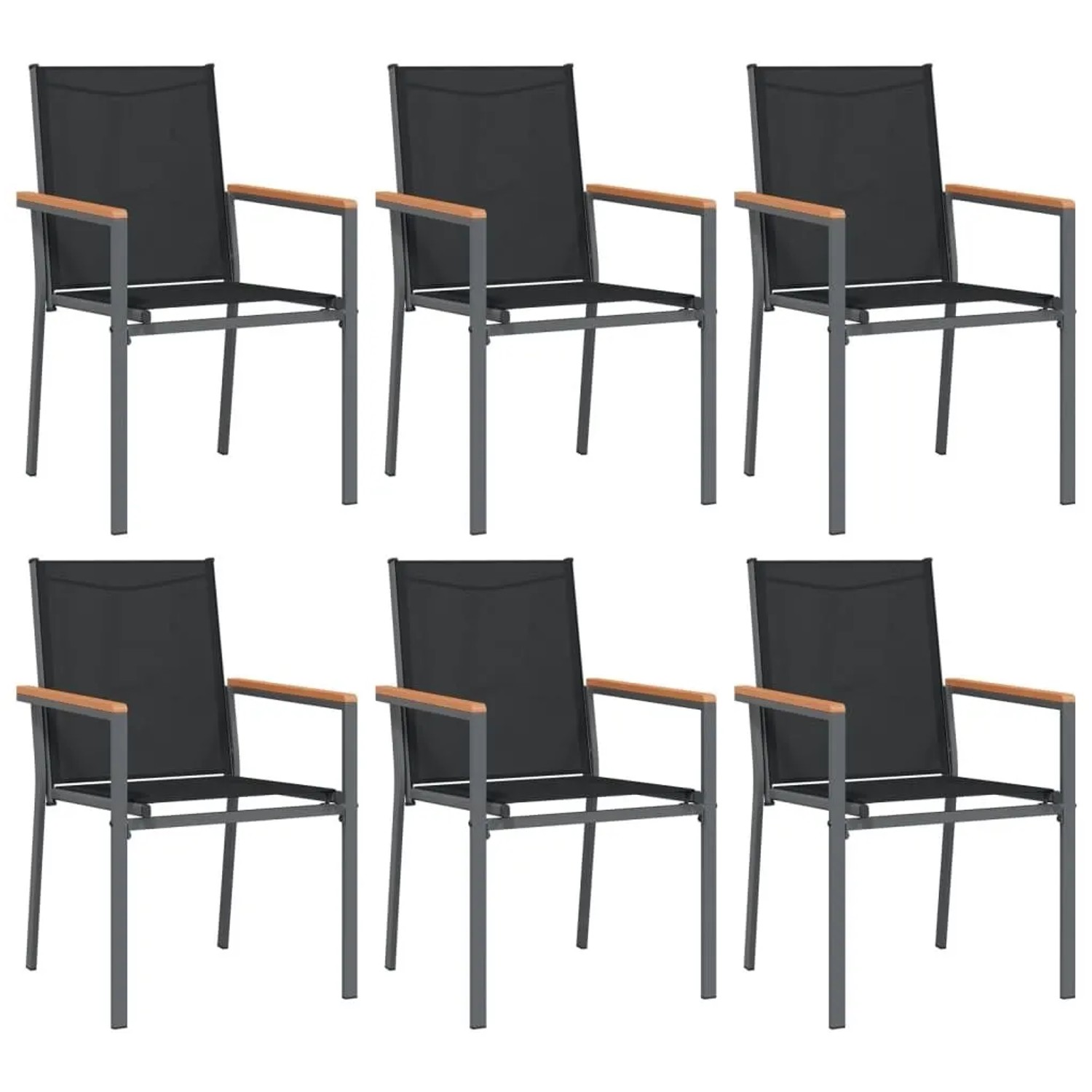 Furnicato Gartenstühle 6 Stk Schwarz 55x615x90 Cm Textilene Und Stahl