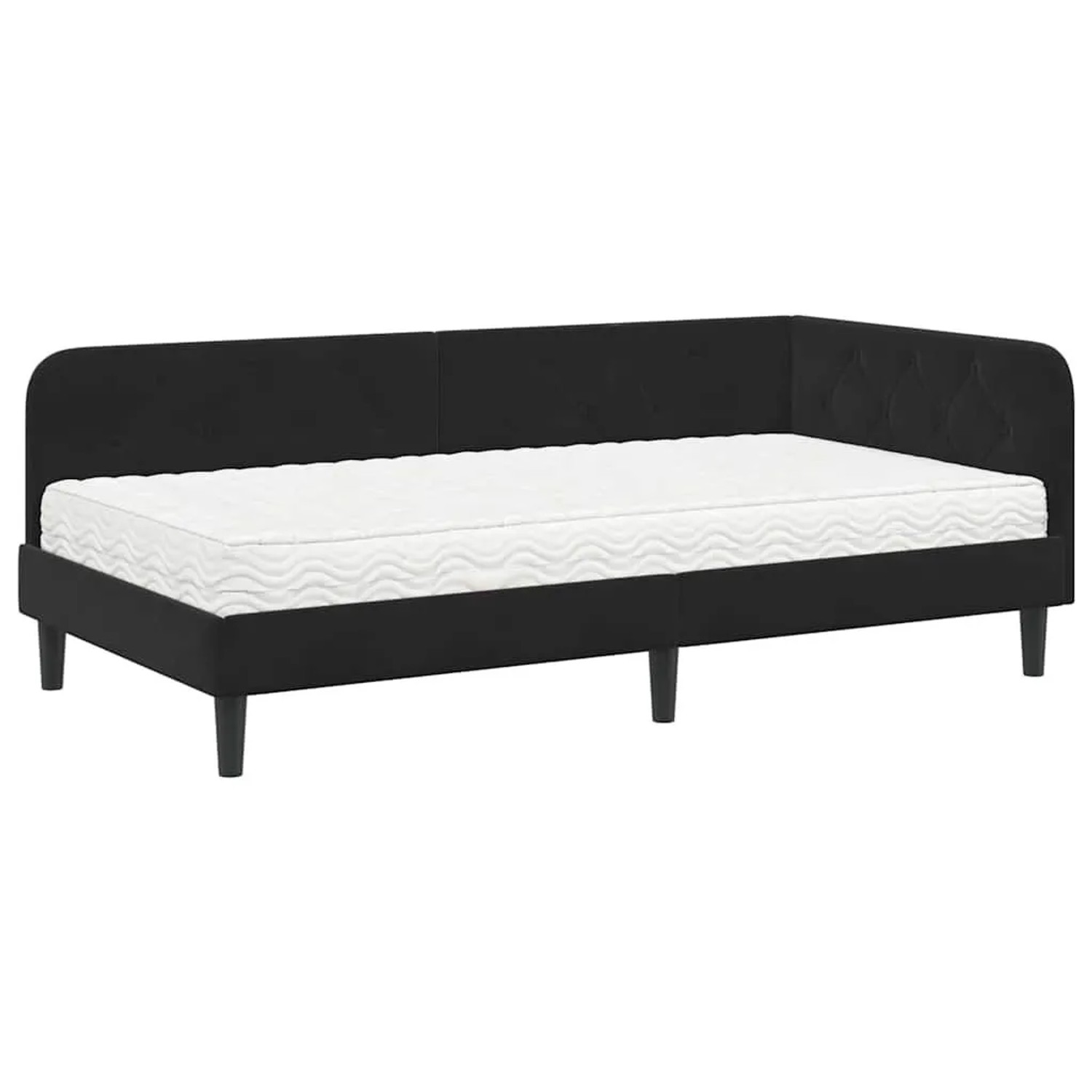 vidaXL Eckbettgestell mit Matratze Schwarz 90 x 200 cm Samt 3394159 günstig online kaufen