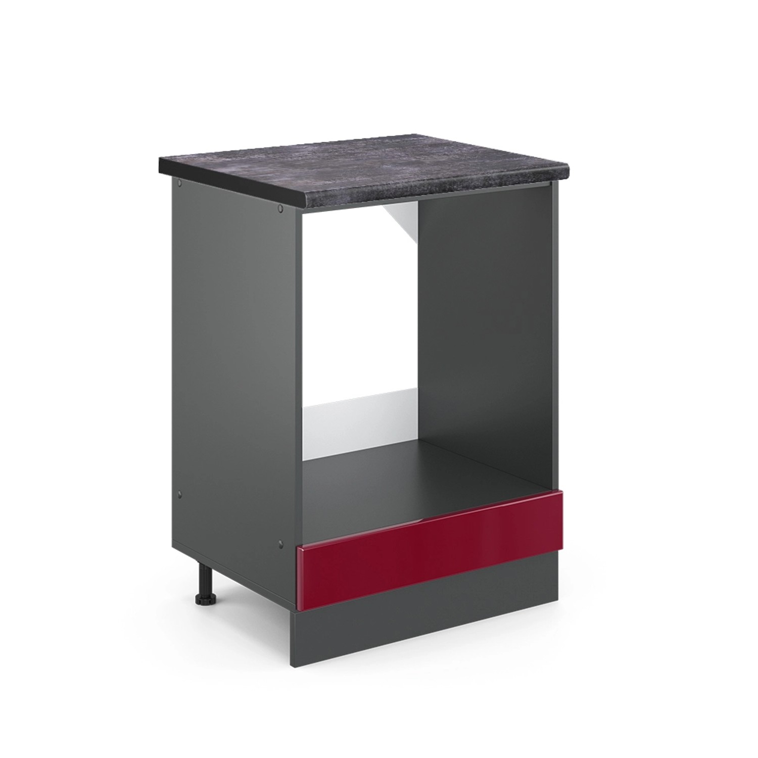 Vicco Herdumbauschrank R-Line Bordeaux Hochglanz/Anthrazit 60 cm AP Anthraz günstig online kaufen