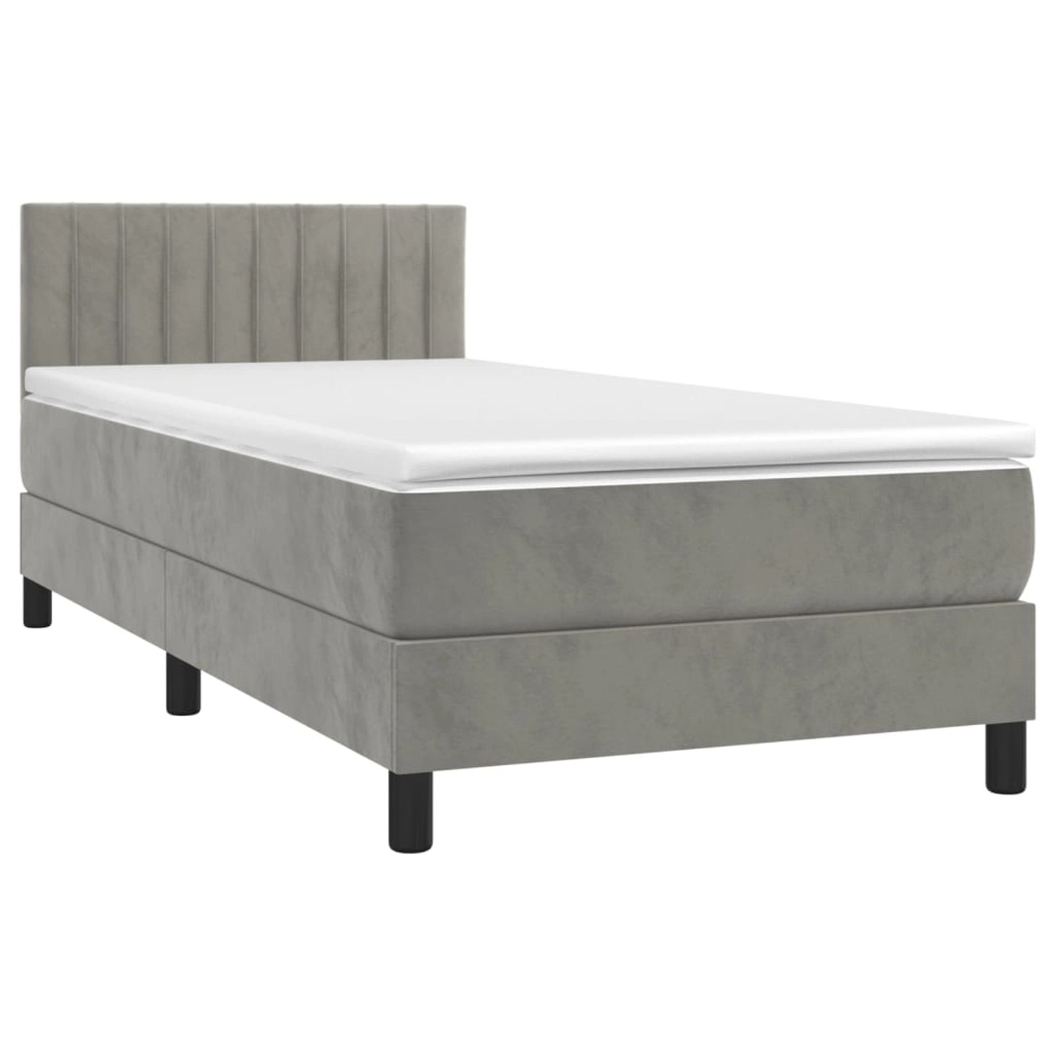 vidaXL Boxspringbett mit Matratze & LED Hellgrau 100x200 cm Samt 3134507 günstig online kaufen