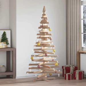 vidaXL Weihnachtsbaum aus Kiefernholz, 180 cm, mit Kugeln und Lichtern im Wohnzimmer.
