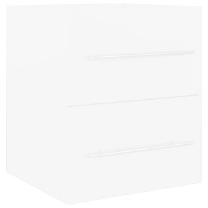 Weißer vidaXL Waschbeckenunterschrank (41x38,5x48 cm) aus Holzwerkstoff mit Schublade.