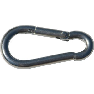 Karabinerhaken aus Edelstahl A4, 6 mm Durchmesser, für Sonnensegel Befestigung.