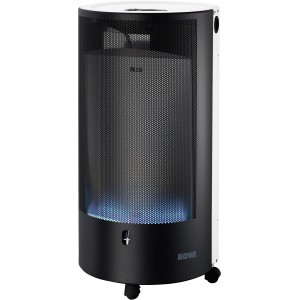 Rowi Gas-Heizofen Blue Flame HGO 4200/2 BFT Pure, weiß/schwarz, mit blauer Flamme.