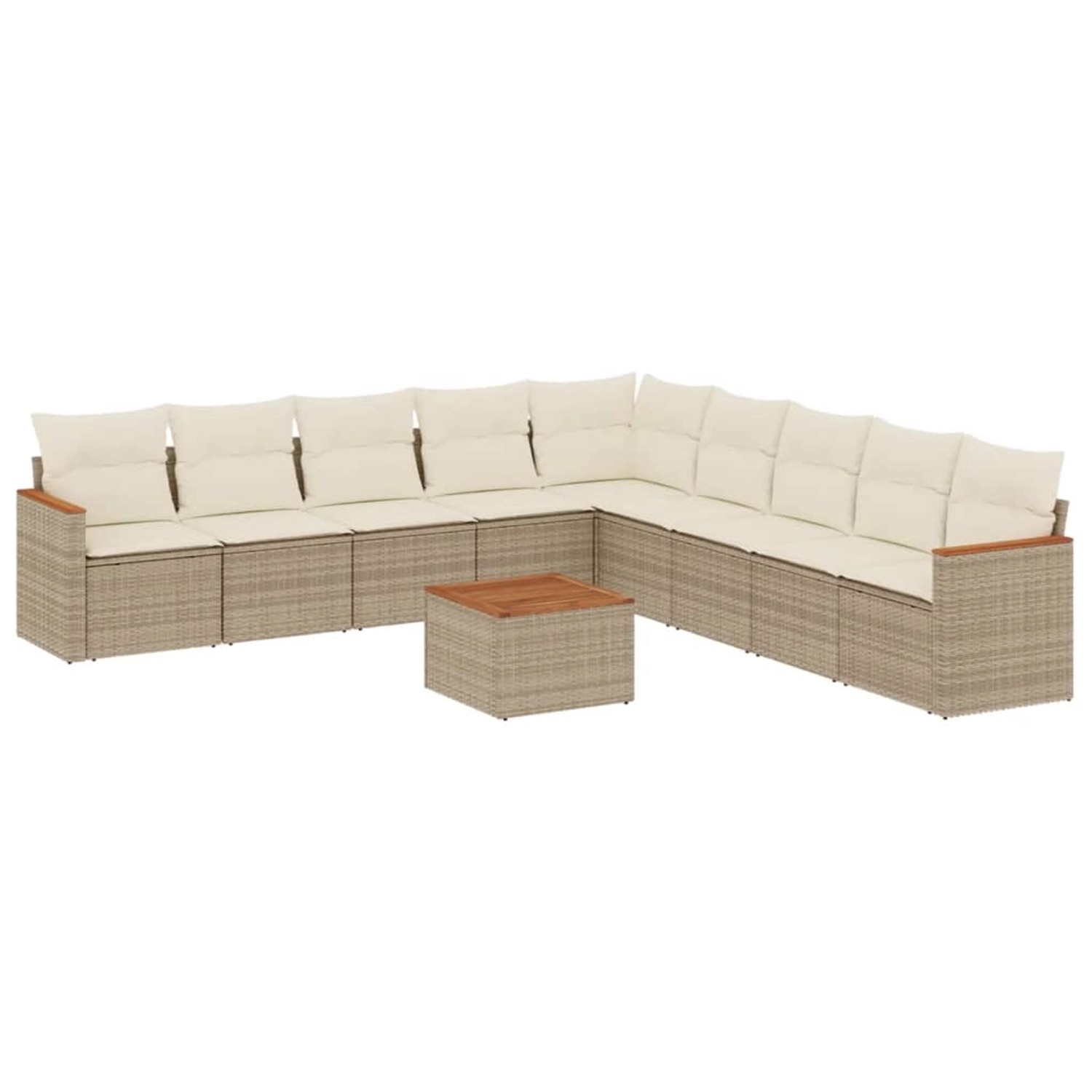 vidaXL 10-Tlg Garten-Sofagarnitur mit Kissen Beige Poly Rattan 3258467