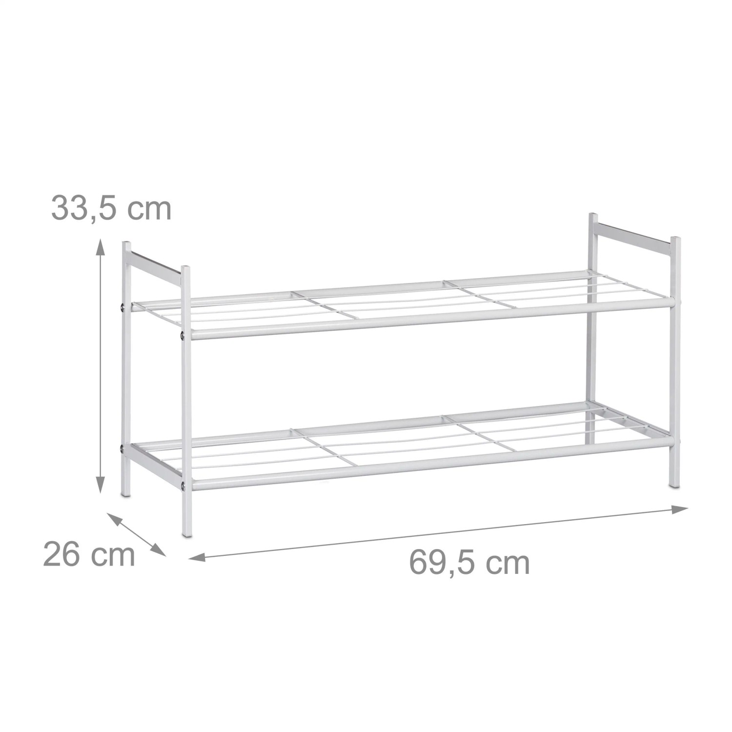 Relaxdays Schuhregal Metall Weiß 2 Ebenen 33,5 cm x 69,5 cm x 26 cm 1,2 kg_4