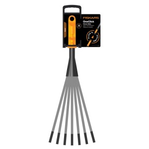 Fiskars OneClick Klein-Fächerbesen, orange-schwarz, für Kombisysteme.