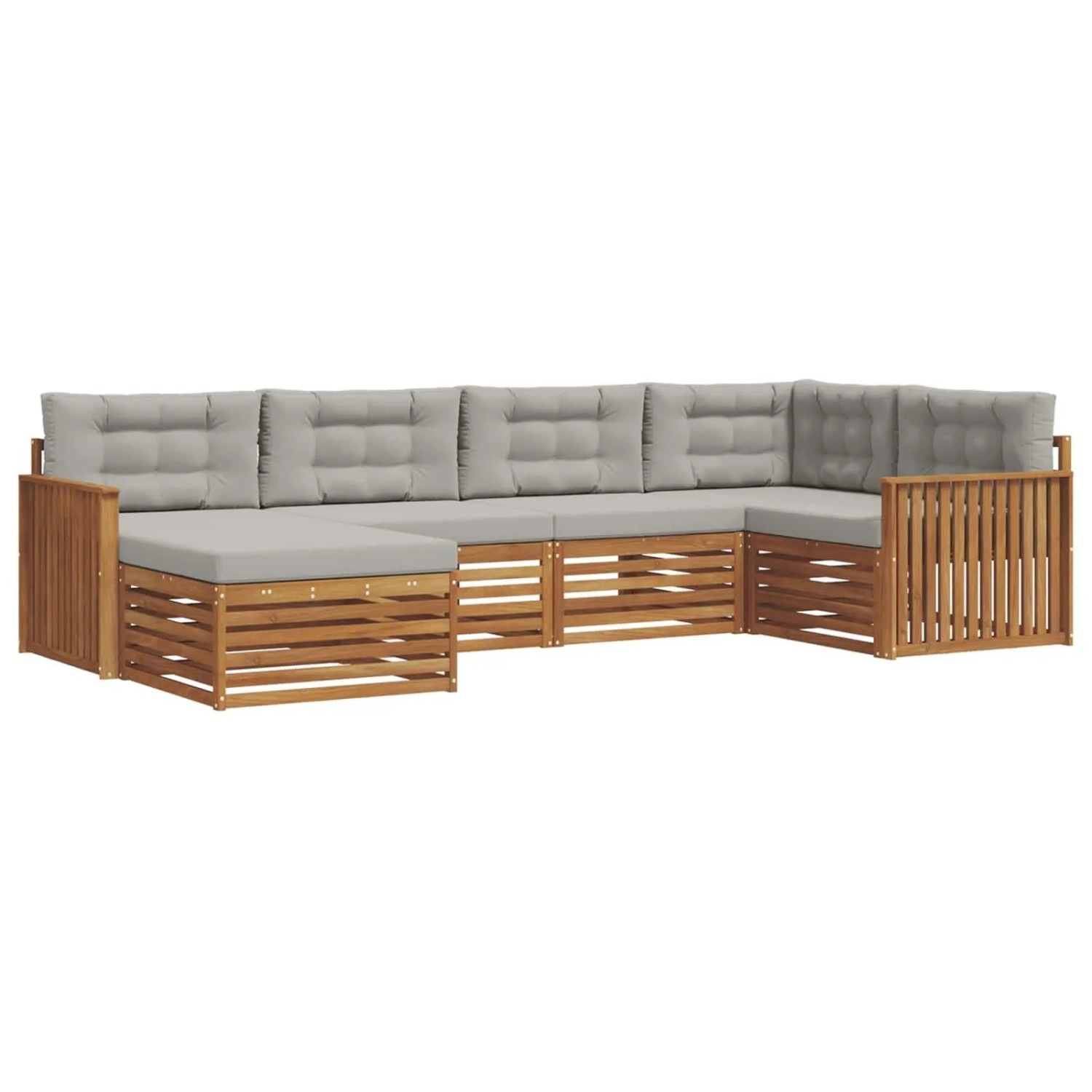 vidaXL Outdoor-Sofagarnitur mit Kissen 18-Tlg Natur und Hellgrau 3373736