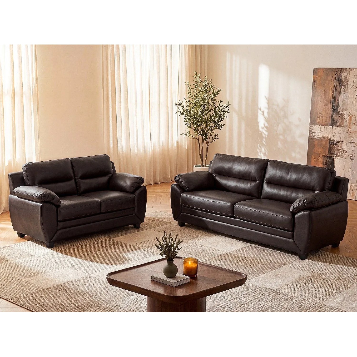 Vente-unique Couchgarnitur Manoa Schokoladenbraun 163 cm  201 cm