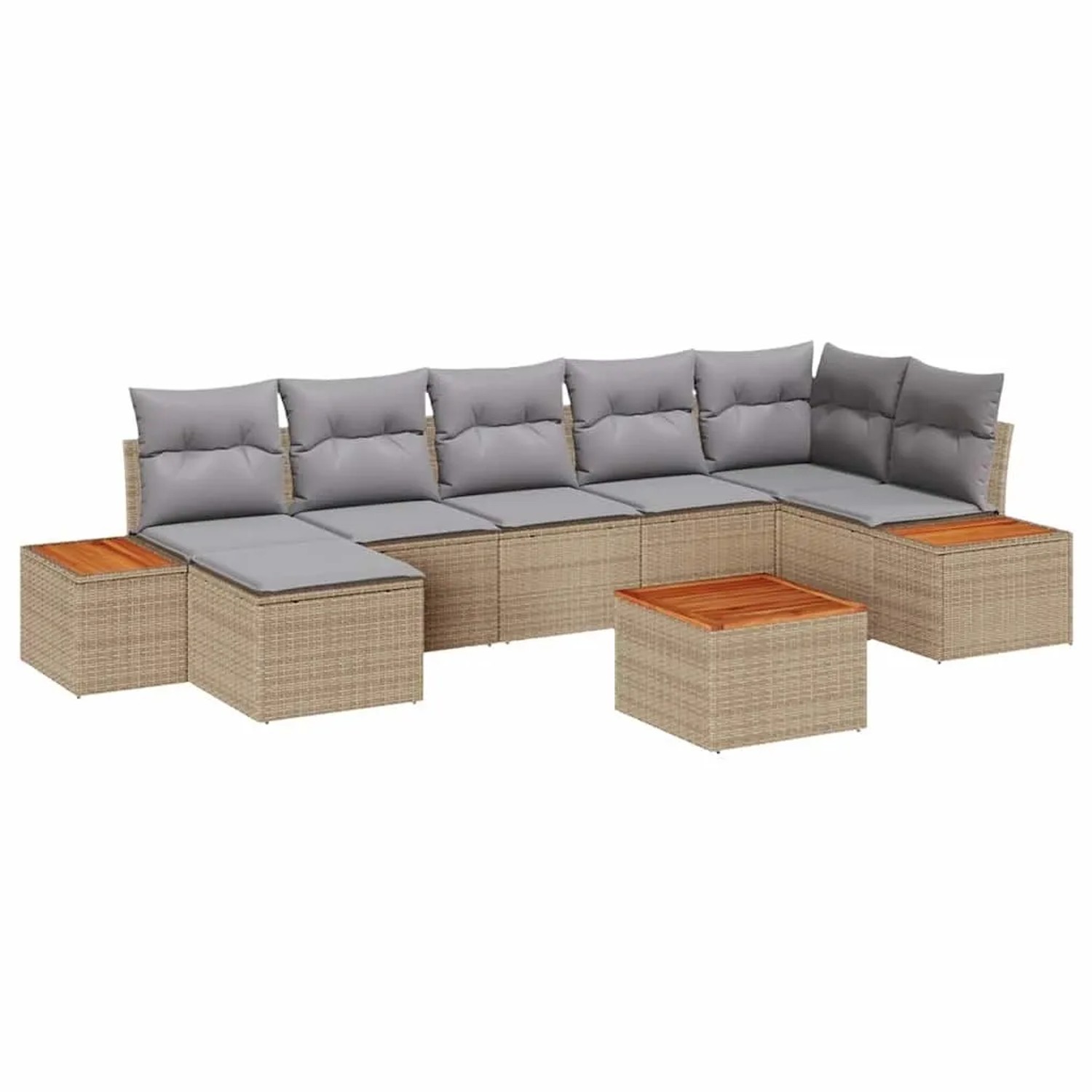 vidaXL Gartensofa-Set mit Kissen 8 Stk Beige und Hellgrau Polyrattan 335680 günstig online kaufen