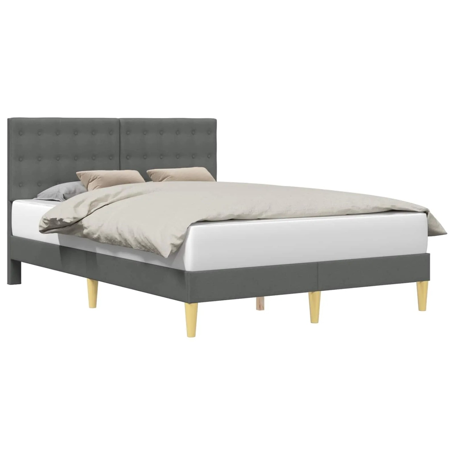 vidaXL Bettrahmen mit Kopfteil Dunkelgrau 120 x 200 cm Stoff 42027786