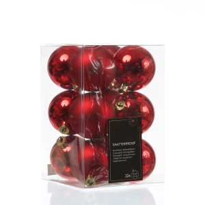 Marelida Weihnachtskugeln Baumschmuck Christbaumkugeln Bruchfest Glänzend Matt Rot 12St