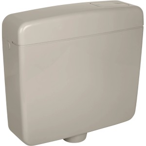 Calmwaters Aufputz-Spülkasten in Manhattan-Grau mit Spül-Stopp-Funktion.