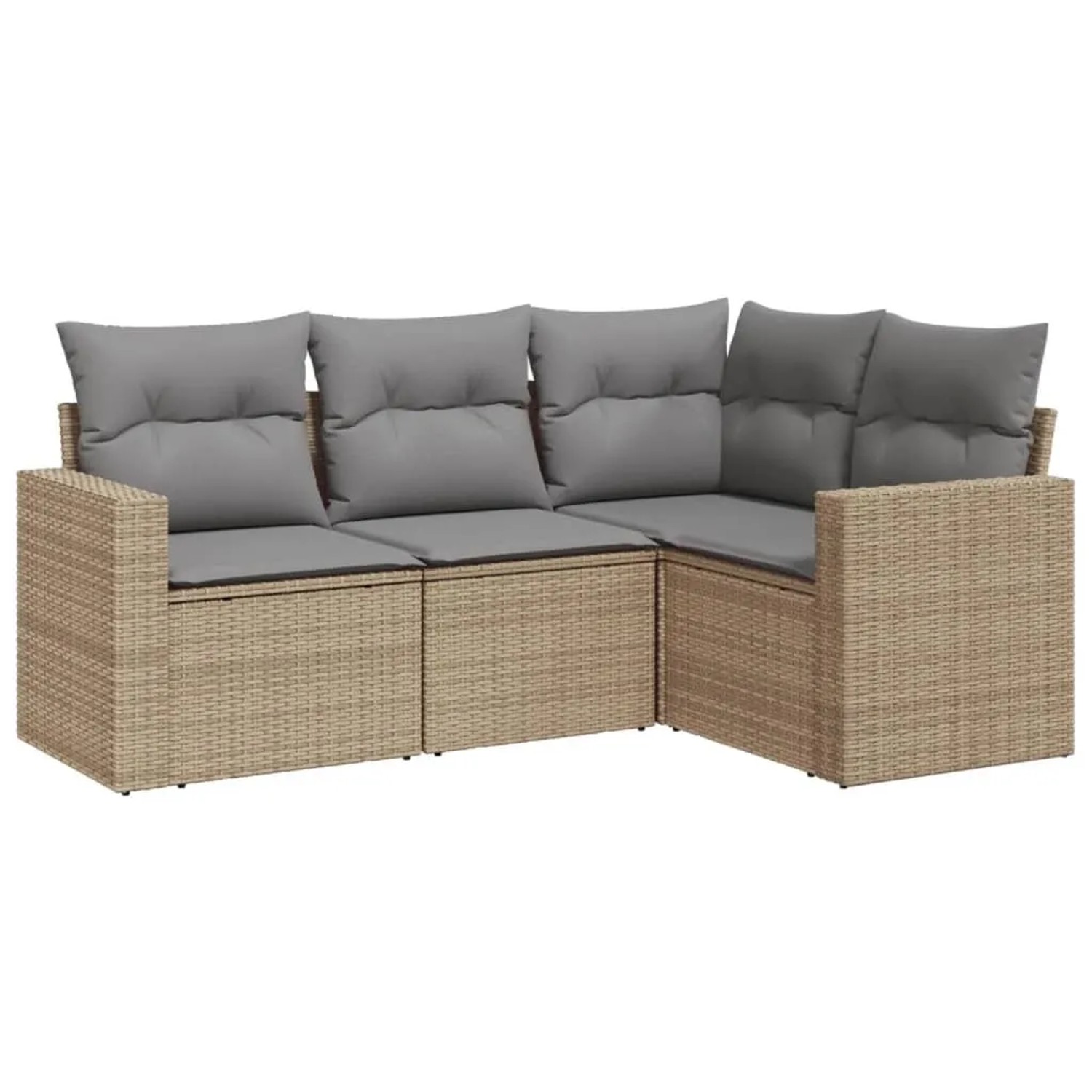 vidaXL 4-Tlg Garten-Sofagarnitur mit Kissen Beige Poly Rattan 3251246