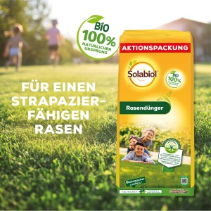 Solabiol Rasendünger Aktionspackung, 15kg für einen strapazierfähigen Rasen.