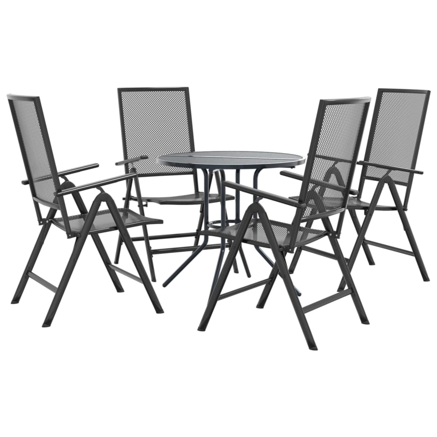 vidaXL Gartenstuhl-Set 5-Tlg Verstellbar Pulverbeschichteter Stahl 3283761